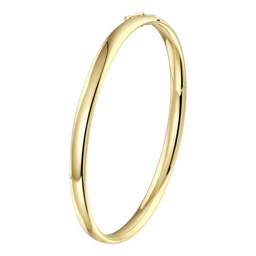 Bangle, zilver verguld met scharnier ronde buis 5mm. (60 x 50 mm.) - 24864