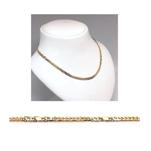 HC Collier, 14krt.bicolour goud fantasie-schakel 3mm. (lengte: 45cm.) - 3933