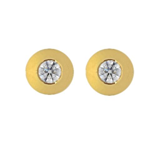 Oorknoppen, 18 krt.goud solitair met diamant (totaal 0,20ct.) - 4399