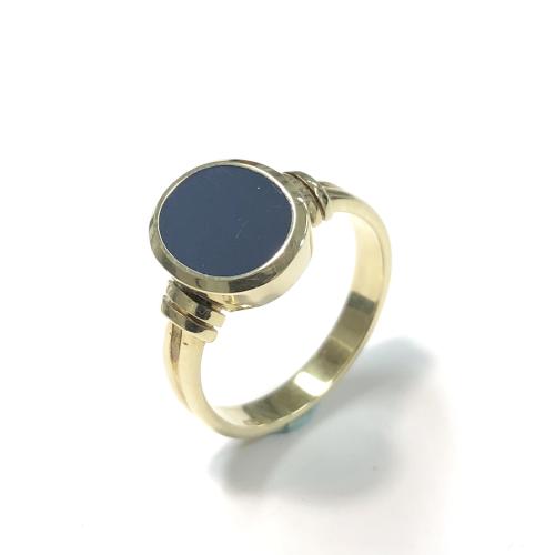 HC Ring, 14krt.goud met blauwe lagensteen 11x9mm.(maat 18) - 4741