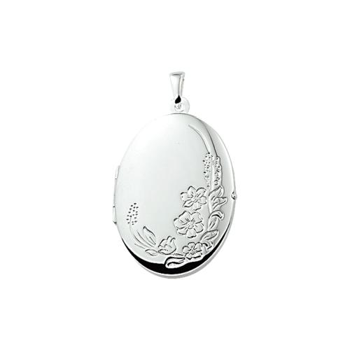 Medaillon, zilver ovaal bewerkt (26x19mm.) - 8051