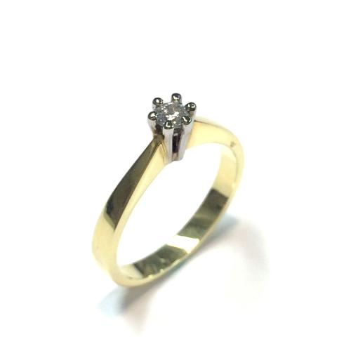Pas Diamonds Ring, 14krt.goud met diamant 0,16ct. (maat 17) - 8750