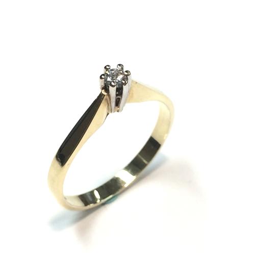 Pas Diamonds Ring, 14krt.goud met diamant 0,08ct. (maat 17,5) - 8751