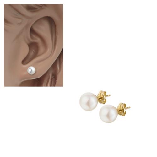 HC Oorknoppen, 14krt.goud met zoetwaterparel (5.5mm.) - 8888