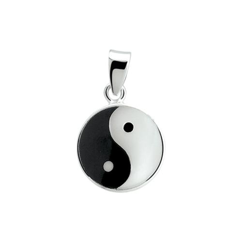 Hanger, zilver yin yang (15mm.) - 8891