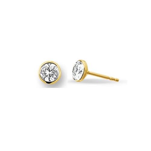 HC Oorknop, 14krt goud met zirconia (2mm.) PRIJS PER STUK! - 9078