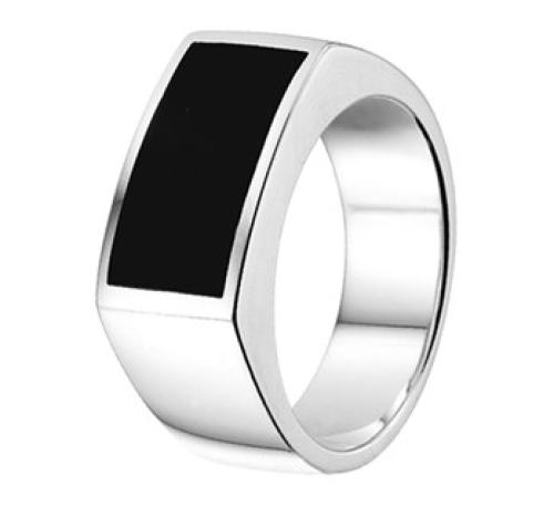 HC herenring, zilver met onyx 16x8mm (maat 20) - 9330