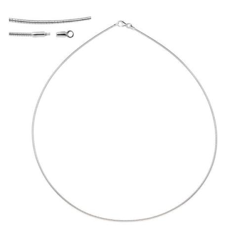 HC Collier, 14krt.witgoud omega 1,5mm. (lengte: 43cm.)  afschroefbaar eindoog - 9593