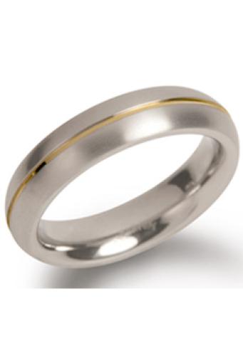 Boccia Ring, titanium model 0130-02 breedte: 5mm. deels verguld (maat 52) - 9872