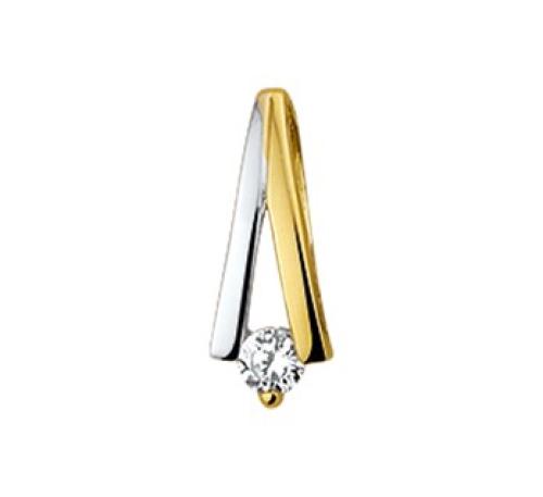 HC Hanger, 14krt.bicolour goud met zirconia (12,5mm.) - 9920